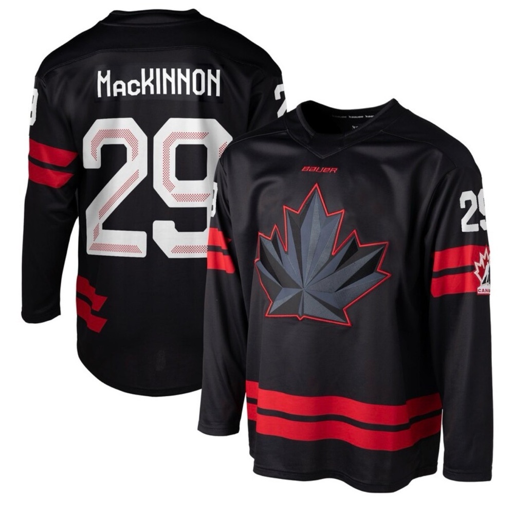 Nathan MacKinnon Team Canada 2026 Olympic Bauer Black and Red Men's Jersey